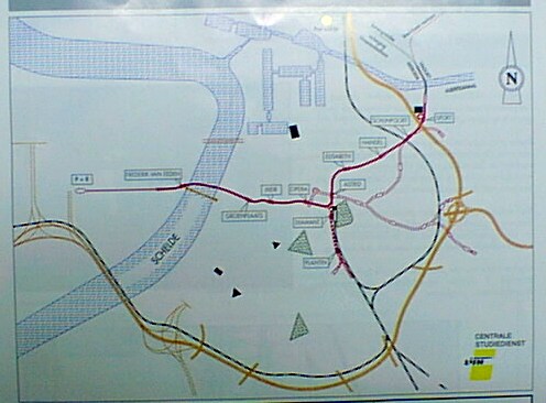 Sketch map of main transport infrastucture in Antwerp 