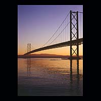 transport travel history historic historical construction industry industrial orange purple night sky skies crossing spanning span over
 metal concrete  Scottish photographs Doug Houghton